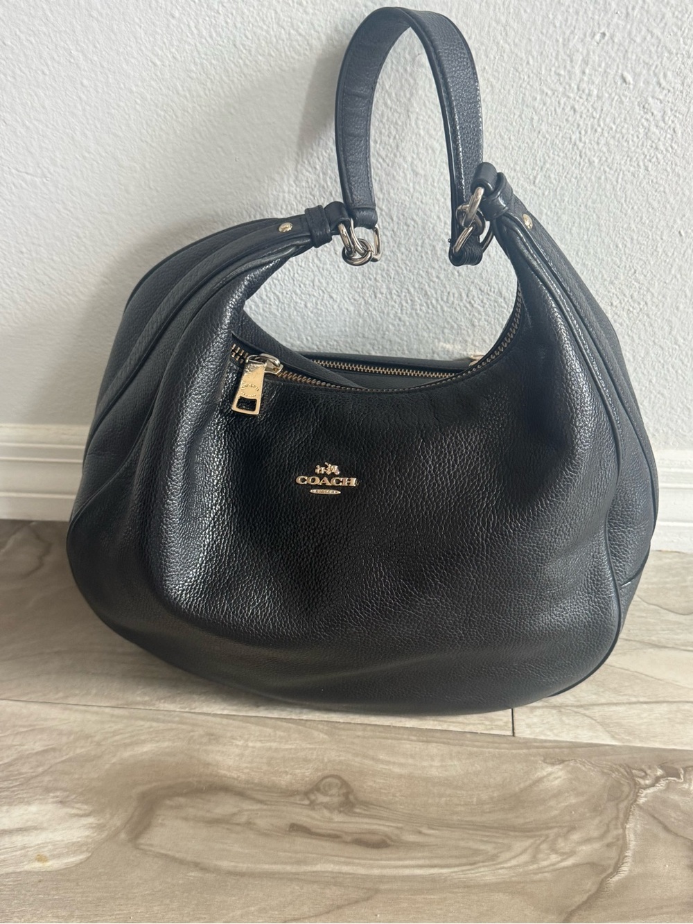 Coach Black Pebbled Leather Shoulder Hobo